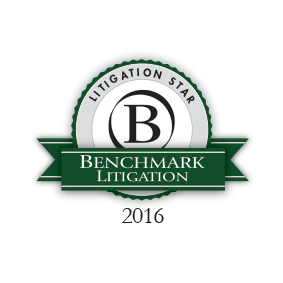 Award for Litigation Star, Benchmark Litigation 2016