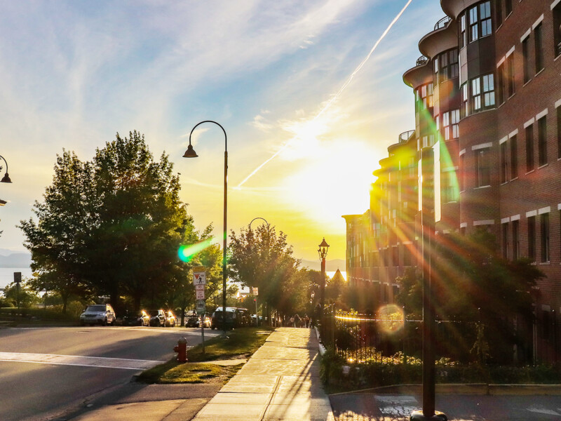 Sunset on Burlington Street in Vermont